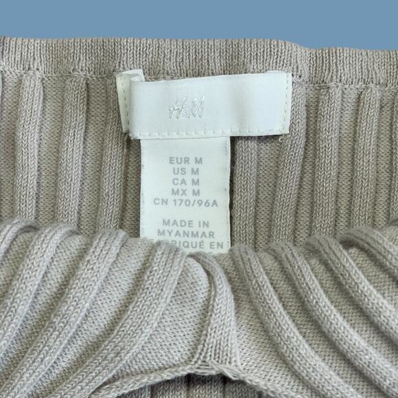 H&M Ribbed V Neck Tank Taupe Medium - Picture 5 of 11
